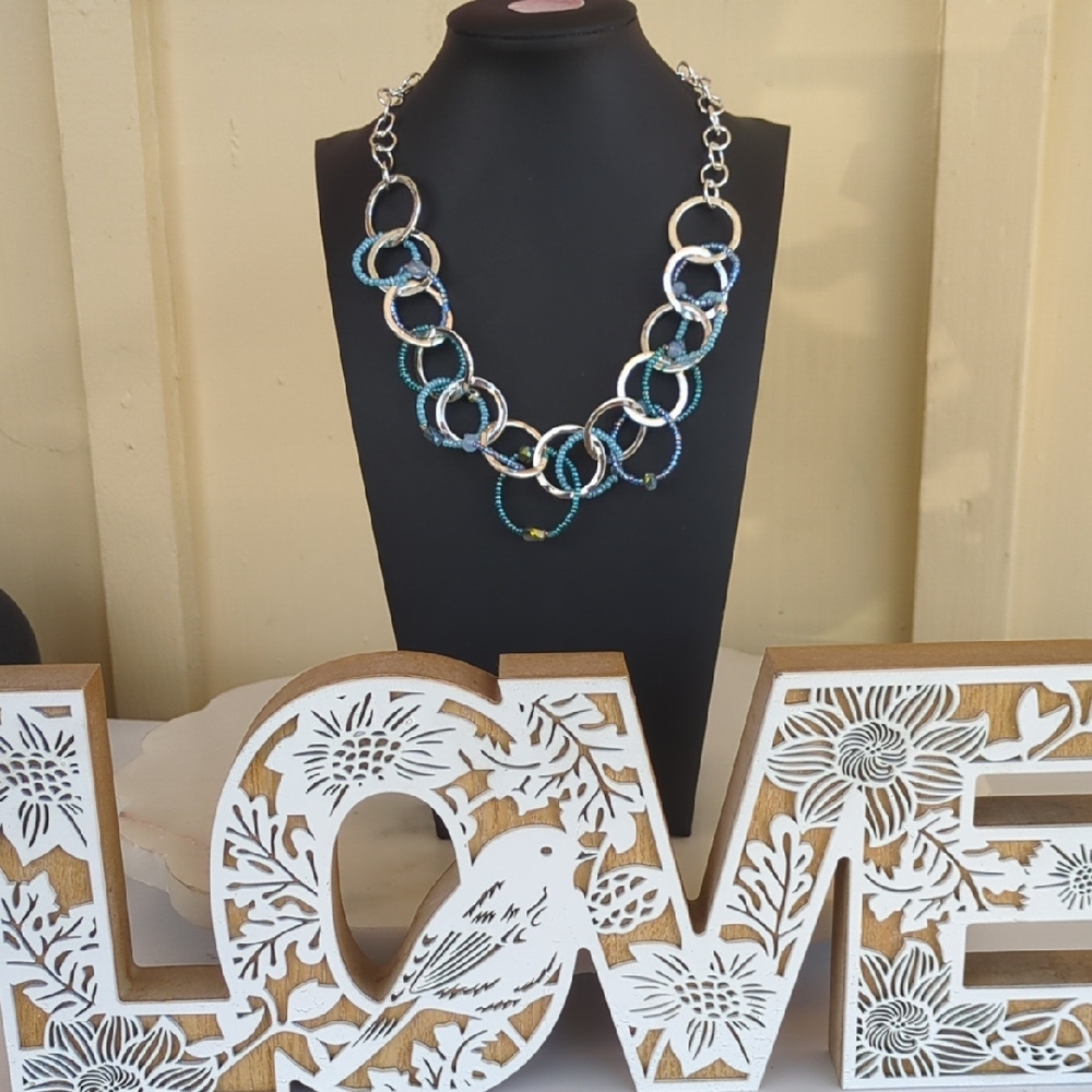 New Style & Co. Silver and Blue Circle Necklace